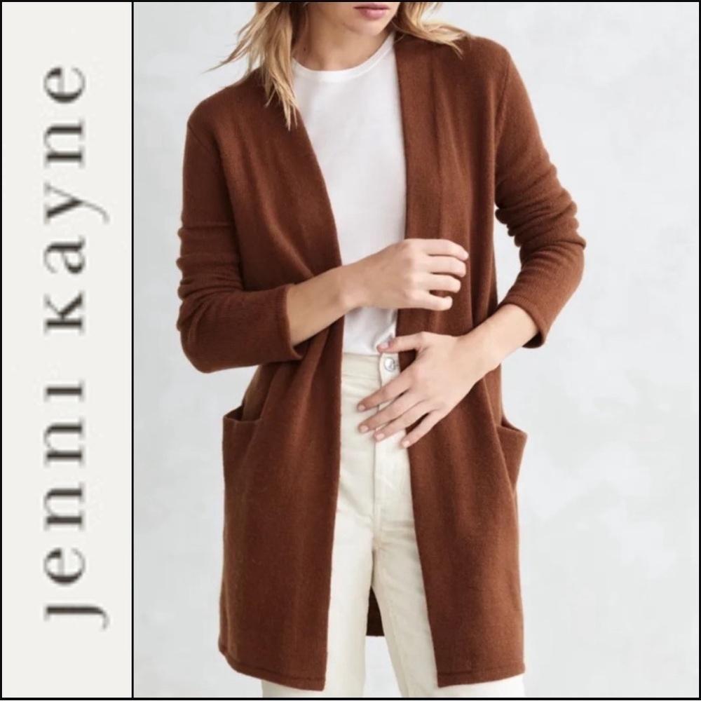 Jenni Kayne 100% CASHMERE Sweater Coat Cardigan cinnamon Open Front XS  $495